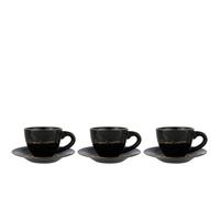 Lot de 3 tasses avec sous-tasses en porcelaine noir 15x15x7 cm J-Line