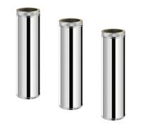 Lot de 3 TDPS1000 Conduit isolé double paroi poêle à bois 100 cm Ø200 | Parois inox AISI 304, isolation laine de roche 30 mm sans pont thermique, compatible bois et fioul. Collier inclus.