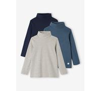 VERTBAUDET Lot de 3 Tee Shirts Col Roulé Garçon Rayures Encre 4A