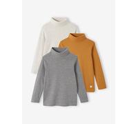Lot de 3 tee-shirts col roulé garçon ocre 10A