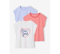 VERTBAUDET Lot de 3 Tee-Shirts Fille Fantaisie Manches Courtes Bleu pâle 8A