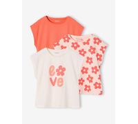 VERTBAUDET Lot de 3 Tee-Shirts Fille Fantaisie Manches Courtes Rose poudré 10A
