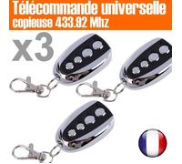 Lot de 3 - Télécommande Universelle Copieuse (433.92 Mhz) Portail Garage Alarme Lumière - Notice FR