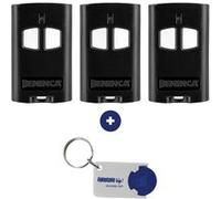 Lot de 3 Télécommandes Beninca 2 canaux TO.GO 2A - 433.92 Mhz + 1 Porte-clés Domobip G