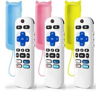 Lot de 3 télécommandes de rechange uniquement pour TV Roku avec coque de protection en silicone souple (phosphorescent), télécommande universelle pour TCL/Onn/Hisense/Sharp/Element/Philips Roku Smart