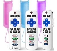 Lot de 3 télécommandes de rechange uniquement pour TV Roku avec coque de protection en silicone souple (phosphorescent), télécommande universelle pour TCL/Onn/Hisense/Sharp/Element/Philips Roku Smart