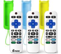 Lot de 3 télécommandes de rechange uniquement pour TV Roku avec coque de protection en silicone souple (phosphorescent), télécommande universelle pour TCL/Onn/Hisense/Sharp/Element/Philips Roku Smart