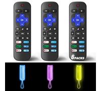 Lot de 3 télécommandes de rechange uniquement pour TV Roku avec coque de protection souple (phosphorescent), télécommande universelle pour TCL Roku/Hisense Roku/Onn Roku/Sharp Roku/Element Roku