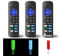 Lot de 3 télécommandes de rechange uniquement pour TV Roku avec coque de protection souple (phosphorescent), compatible avec TCL Roku/Hisense Roku/Onn Roku/Sharp Roku/Philips Roku/Element Roku Smart