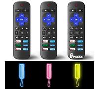 Lot de 3 télécommandes de rechange uniquement pour TV Roku avec coque de protection souple (phosphorescent), télécommande universelle pour TCL Roku/Hisense Roku/Onn Roku/Sharp Roku/Element Roku