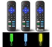 Lot de 3 télécommandes de rechange uniquement pour TV Roku avec coque de protection souple (phosphorescent), compatible avec TCL Roku/Hisense Roku/Onn Roku/Philips Roku/Element Roku/Sharp Roku Smart