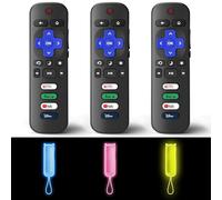 Lot de 3 télécommandes de rechange uniquement pour TV Roku avec coque de protection souple (phosphorescent), compatible avec TCL Roku/Hisense Roku/Onn Roku/Sharp Roku/Element Roku/Philips Roku Smart
