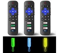 Lot de 3 télécommandes de rechange uniquement pour TV Roku avec coque de protection souple (phosphorescent), compatible avec TCL Roku/Hisense Roku/Sharp Roku/Onn Roku/Element Roku/Philips Roku Smart