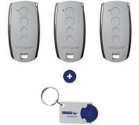 Lot de 3 télécommandes King Gates STYLO 4K blanc - 433,92Mhz + 1 Porte-clés DOMOBIP G