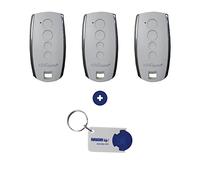 Lot de 3 télécommandes King Gates Stylo 4K Blanche + 1 Porte-clés Domobip