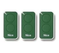 Lot de 3 Télécommandes NICE INTI2G - 2 canaux verts 433,92 MHz + 1 porte-clés Domobip Vert G