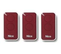 Lot de 3 Télécommandes NICE INTI2R - 2 canaux rouges 433,92 MHz + 1 porte-clés Domobip Rouge G