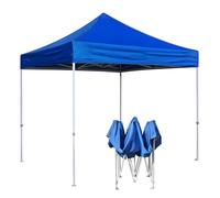 Lot de 3 tentes à baldaquin escamotables imperméables et robustes pour l'hiver, pavillon de jardin, 3 niveaux réglables en hauteur pour camping, barbecue, plage, parc (bleu, 2 x 2 m)