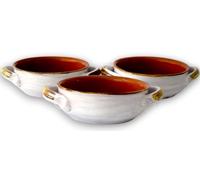 Lot de 3 Terrines en terre cuite Tegami sans couvercle Blanc Terre antique Soupiere avec poignées Colì faïence et terre cuite de 1650 Blanc 14 x 14 x 5 cm