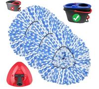 Lot de 3 têtes de rechange + 1 base triangulaire | Compatible avec la tête de balai Vileda 2 Tank System, recharges faciles à nettoyer pour un nettoyage efficace du sol (bleu)
