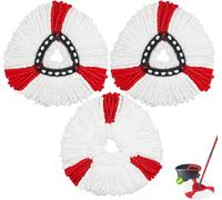 Lot De 3 Têtes De Rechange En Microfibre Compatibles Avec Vileda Turbo Triangle Spin 2 En 1 Rouge
