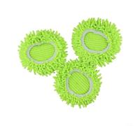 Lot de 3 têtes de rechange vertes compatibles avec système de réservoir RinseClean 2, microfibre chenille de rechange pour sols durs, carrelage, bois et nettoyage de voiture