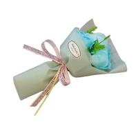 Lot de 3 têtes de savon rose - Flora parfumé pétales de rose - Savon à l'huile essentielle végétale - Cadeau pour anniversaire/mariage/Saint Valentin/fête des mères - Bleu clair