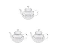 Lot de 3 théières en verre borosilicate avec passoire résistante à la chaleur - Transparente - 600 ml
