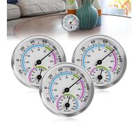 Lot de 3 thermomètres analogiques de précision pour l'intérieur et l'extérieur, 5,8 cm, mini thermomètres muraux et hydromètres pour maisons, serres, voiture, contrôle du climat ambiant, sans piles