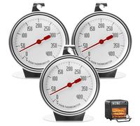 Lot de 3 thermomètres de four en acier inoxydable - 0 à 400 °C - Thermomètre de four pour cuisinière électrique et à gaz, grand cadran - Pour la cuisson, le barbecue et la cuisson au four ou Omnia
