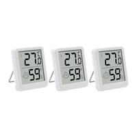Lot de 3 thermomètres hygromètre d'intérieur avec écran LCD numérique avec affichage smiley pour chambre de bébé, salon, bureau, serre