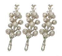 Lot de 3 tiges de baies artificielles à paillettes pour Noël, mousse de 20 cm avec finition givrée étincelante, fil flexible pour une mise en forme facile, parfaites pour les décorations de sapin de