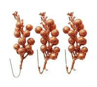 Lot de 3 tiges de baies artificielles à paillettes pour Noël, mousse de 20 cm avec finition givrée étincelante, fil flexible pour une mise en forme facile, parfaites pour les décorations de sapin de