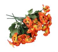 Lot de 3 tiges de fleurs de pensées artificielles avec pétales en soie résistants aux UV, adaptées pour embellir les espaces décoratifs intérieurs et extérieurs (rouge coucher de soleil)