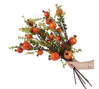 Lot de 3 tiges de grenade artificielles de 66 cm avec feuilles, fausses branches de fruits pour décoration d'intérieur rustique, centres de table d'automne, arrangements de mariage et de vacances