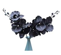 Lot de 3 tiges d'orchidée Artificielle Noire dansante, résistantes aux UV, ne se décolorent Pas, Plantes en Soie au Toucher réel pour Arrangements Floraux de Noël, couronnes, Photographie de Mariage