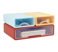 Lot de 3 tiroirs de rangement de bureau, empilables, avec 3 tiroirs, organisateur de bureau, accessoires d'organisation de bureau, accessoires pour la maison, l'école, le papier (coloré)