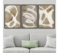 Lot de 3 toiles Affiche Blanc Marron Beige Pastel Traits Formes Illustrations Abstraites Moderne Nordique Chic Impression Murale Art Chambre Cadeau Salon Dortoir Galerie Couloir Décoration images, 50x