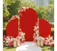 Lot de 3 toiles de fond pour arche de mariage, 2,1 m, 1,5 m, 1,5 m, en élasthanne, pour mariage, anniversaire, fête, studio photo, fête prénatale et décoration, rouge