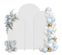 Lot de 3 toiles de fond rondes de 1,8 m, 2 m, 2 m - Couverture de fond extensible double face pour fête, cérémonie, banquet, décoration (blanc)