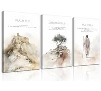 Lot de 3 toiles murales encadrées de Jésus avec verset de la Bible chrétienne - Impressions minimalistes d'histoires bibliques - Décoration murale religieuse pour salon, chambre à coucher, église