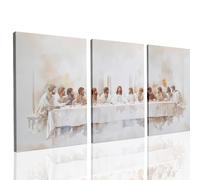 Lot de 3 toiles murales sans cadre La Cène - Art mural chrétien classique - Impression du Christ Jésus - Décoration murale pour église, chambre à coucher, salle de prière - 50,8 x 76,2 cm