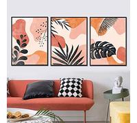 Lot de 3 toiles murales sur toile Boho Leaf Poster Mid Century Terracotta Art Print Neutral Canvas Painting Minimalist Modern Wall Picture Living Room Home Decor-40x50cm Sans Cadre