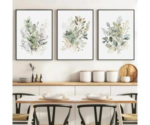 Lot de 3 toiles sur toile Affiche Aquarelle Botanique Sauge Vert Beige Fleurs Sauvages Floral Bundle Moderne Art mural Peinture Cadeau Chambre Salon Dortoir Galerie Couloir Décor Impressions d’images,