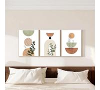 Lot de 3 toiles sur toile Affiche moderne Boho Forme abstraite Plante Mid Century Géométrie Botanique Art mural Peinture Cadeau Chambre Salon Dortoir Galerie Couloir Décor Impressions d’images, 40x60