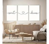 Lot de 3 toiles sur toile Affiche Sweet LOVE Dreams Art mural au-dessus du lit Décor Master Chambre Grand minimalisme Fille propre Peinture Cadeau Salon Dortoir Galerie Couloir Impressions d’images, 4