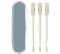 Lot de 3 tondeuses à poils de nez manuelles pour hommes et femmes, coupe-poils nasaux rotatifs à 360° double tête, lavable en acier inoxydable avec poignée antidérapante et étui voyage, jaune