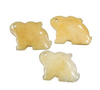 Lot de 3 topaze jaune lapin pendentif-pierre naturelle lapin sculpture, 36x25x8mm Animal charme pour collier Bracelet