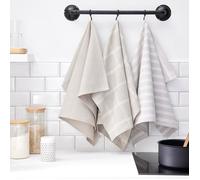 Lot de 3 torchons à carreaux ESSENTIAL - TODAY - Beige 50x70 cm