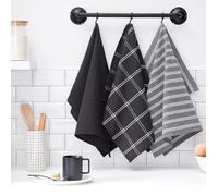 Lot de 3 torchons à carreaux ESSENTIAL - TODAY - Gris anthracite 50x70 cm